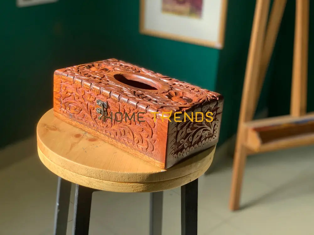 Brown Floral Design Oval Top Tissue Box Boxes