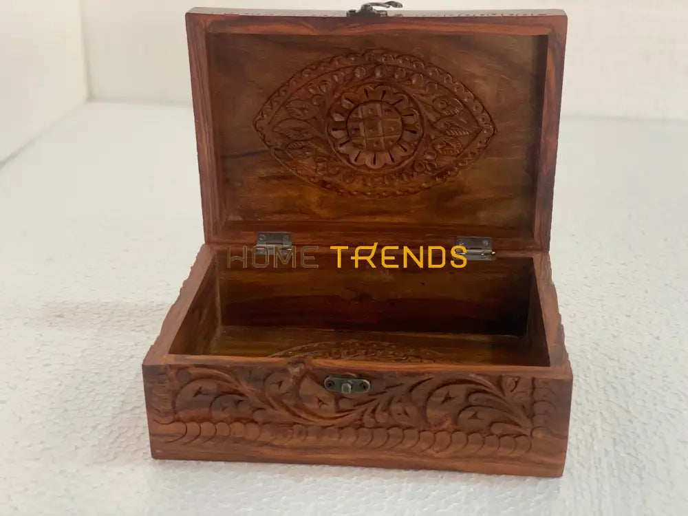 Brown Floral Eye Design Jewelry Box Boxes