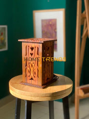 Brown Heart Shape Wooden Lamp Lamps