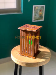 Brown Slatted Design Wooden Lamp Lamps