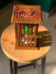 Brown Slatted Design Wooden Lamp Lamps