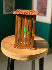 Brown Slatted Design Wooden Lamp Lamps