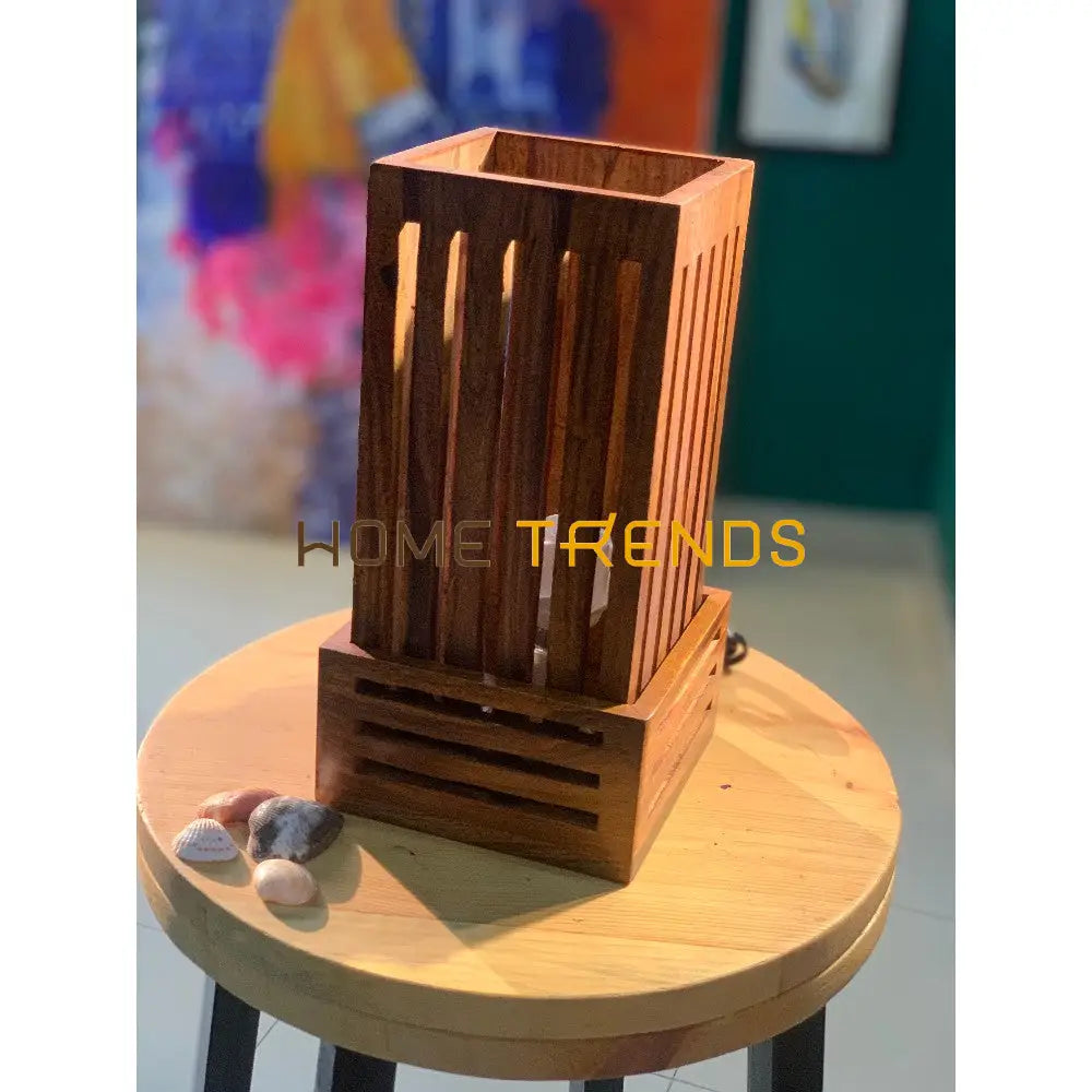Brown Slatted Wooden Lamp Lamps