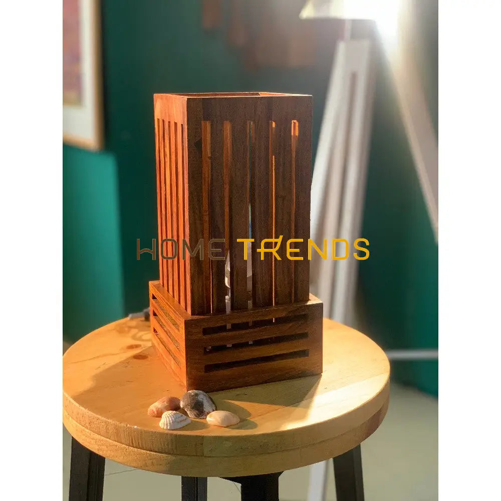 Brown Slatted Wooden Lamp Lamps