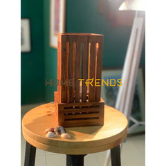 Brown Slatted Wooden Lamp Lamps