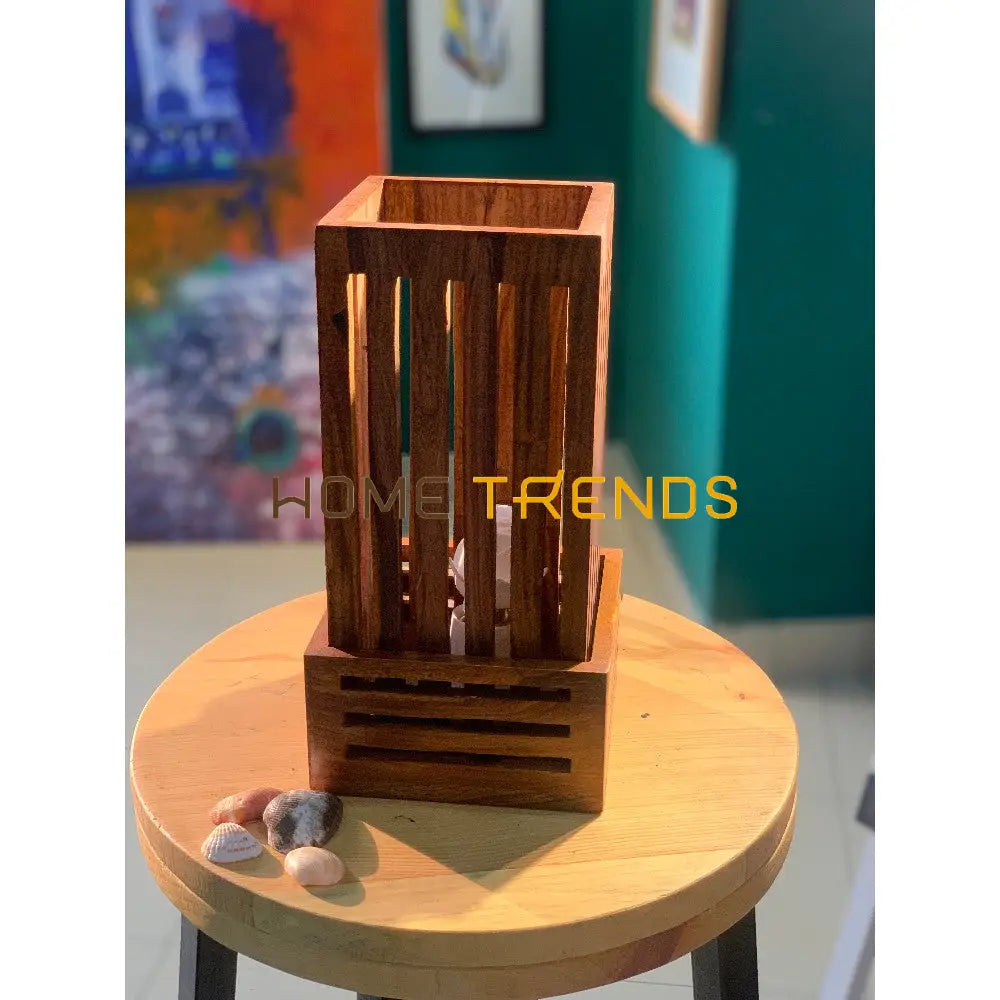 Brown Slatted Wooden Lamp Lamps