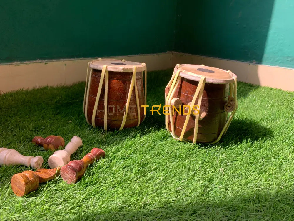 Brown Traditional Medium Tabla Set Of 2 Miscellaneous Decor
