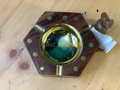 Brown Wooden Hexagonal Ashtray Ashtrays