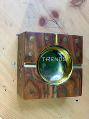 Brown Wooden Square Ashtray Ashtrays