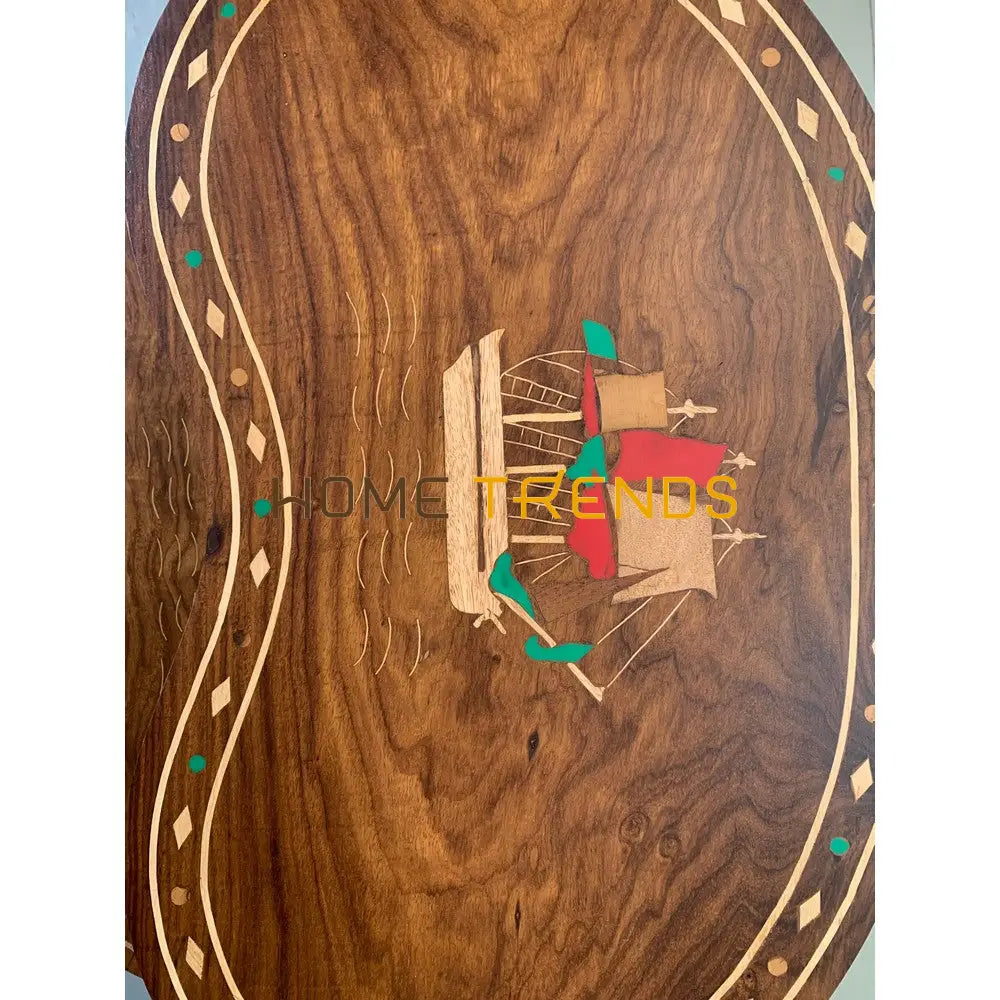 Captain Ship Inlay Nesting Table Set Of 3 Tables