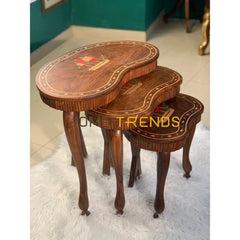 Captain Ship Inlay Nesting Table Set Of 3 Tables
