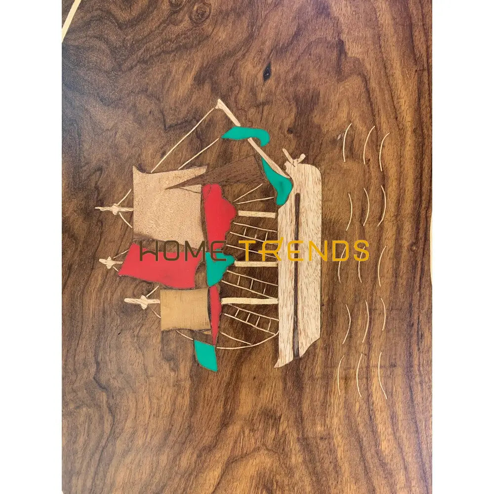 Captain Ship Inlay Nesting Table Set Of 3 Tables