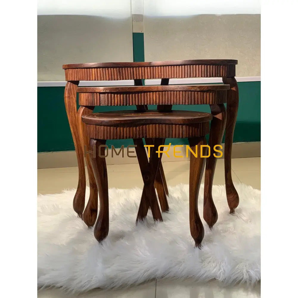 Captain Ship Inlay Nesting Table Set Of 3 Tables