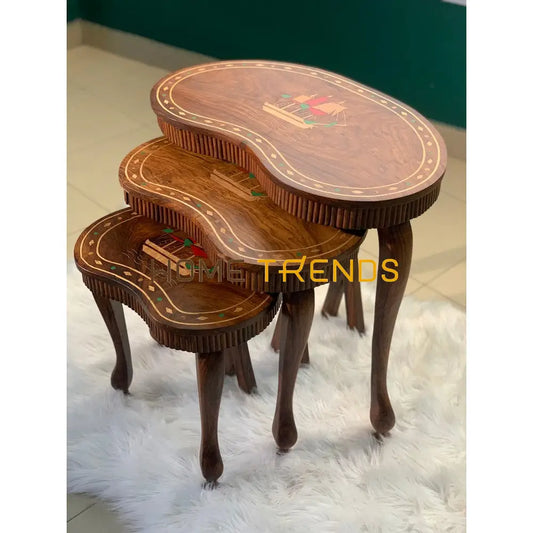 Captain Ship Inlay Nesting Table Set Of 3 Tables