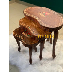 Captain Ship Inlay Nesting Table Set Of 3 Tables