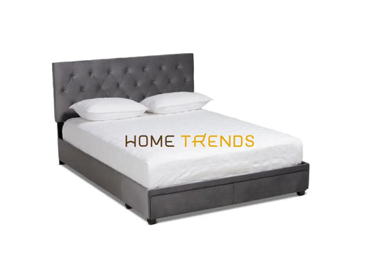 Caronia Gray Velvet Upholstered Platform Storage Bed