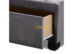 Caronia Gray Velvet Upholstered Platform Storage Bed