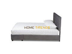 Caronia Gray Velvet Upholstered Platform Storage Bed