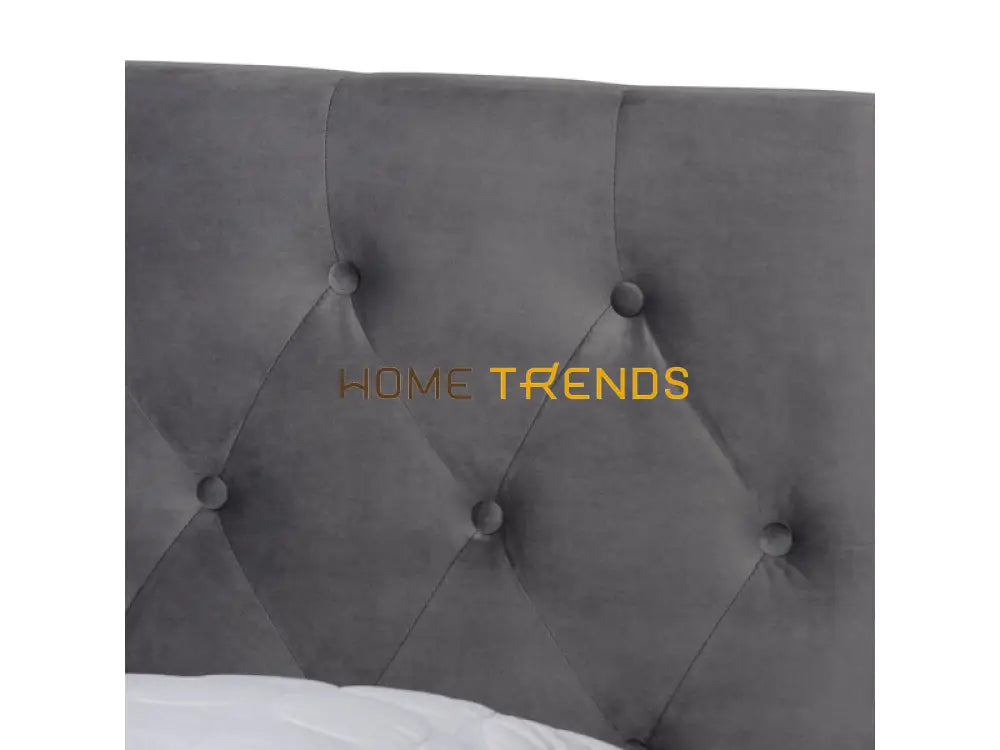 Caronia Gray Velvet Upholstered Platform Storage Bed