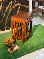 Casa Wooden Paisley Nesting Table Set Of 4 Tables