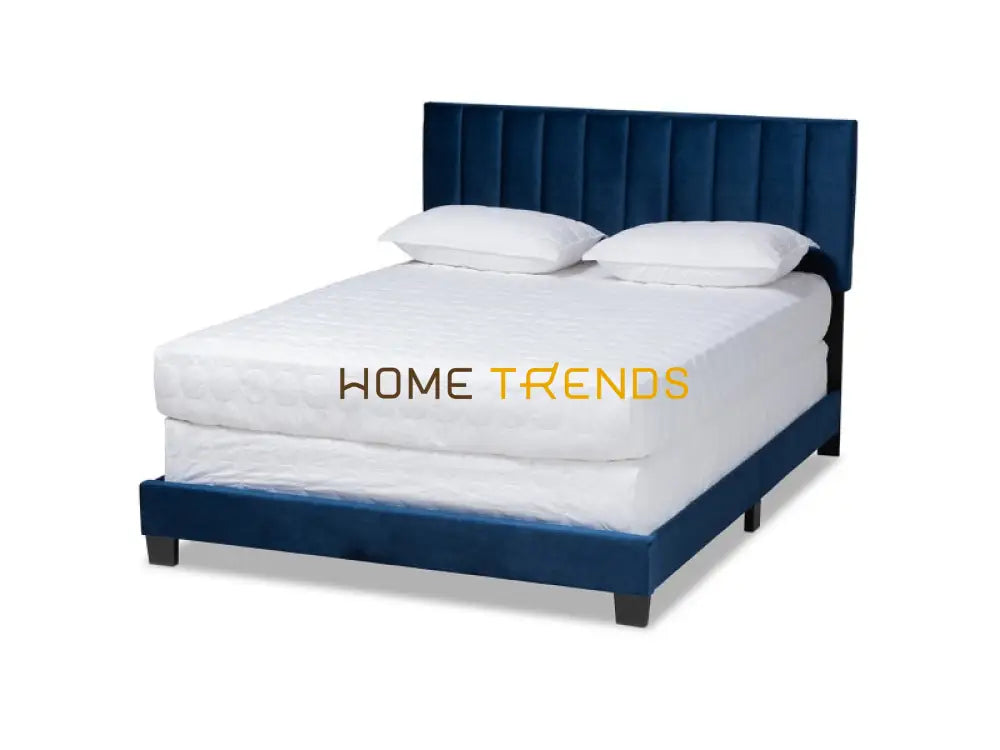 Clare Blue Velvet Upholstered Panel Bed