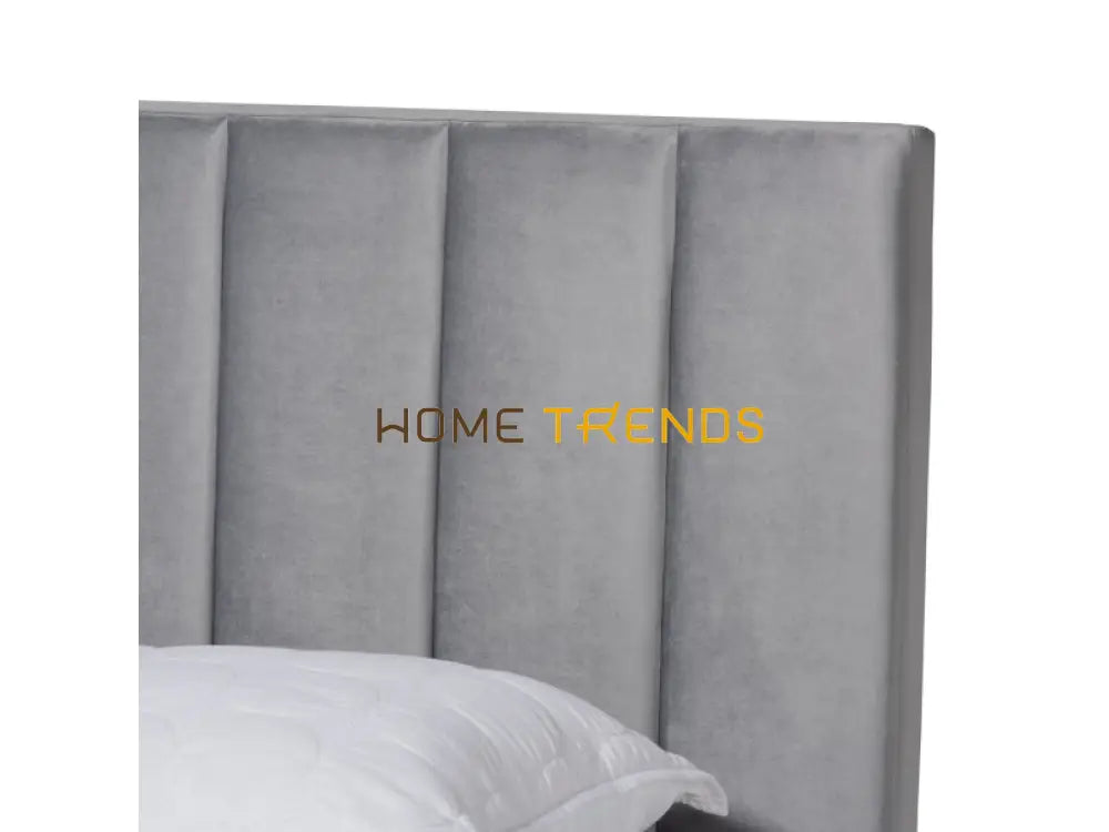 Clare Gray Velvet Upholstered Panel Bed