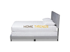 Clare Gray Velvet Upholstered Panel Bed