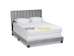 Clare Gray Velvet Upholstered Panel Bed