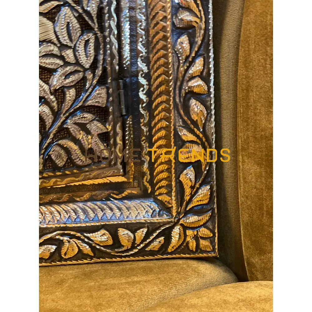 Copper Collection Black And Gold Floral Door 12 X 24 Wall Mirror Decors