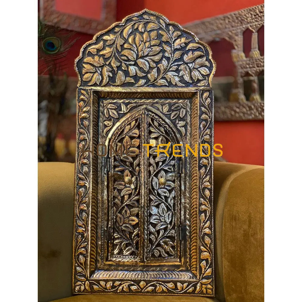 Copper Collection Black And Gold Floral Door 12 X 24 Wall Mirror Decors