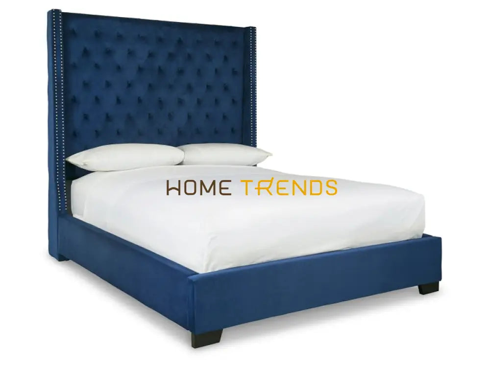 Coralayne Velvet Upholstered Bed with Faux Diamond Tufting