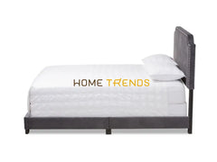 Dark Gray Velvet Upholstered Bed