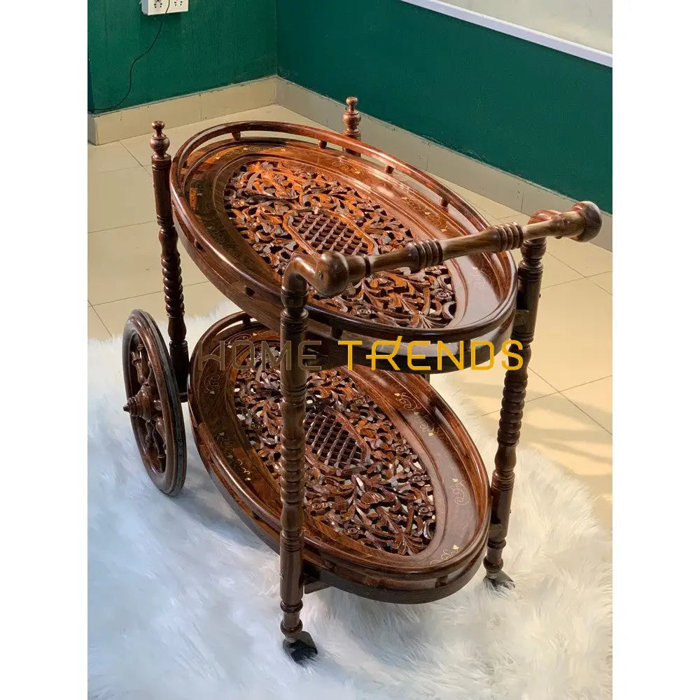 Diana Solid Wood Mesh Top Tea Trolley