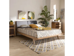 Emile Upholstered Natural Oak Wood Platform Bed