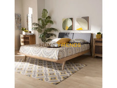 Emile Upholstered Natural Oak Wood Platform Bed