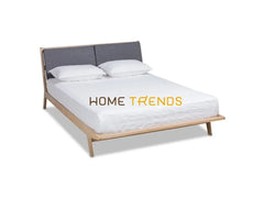 Emile Upholstered Natural Oak Wood Platform Bed