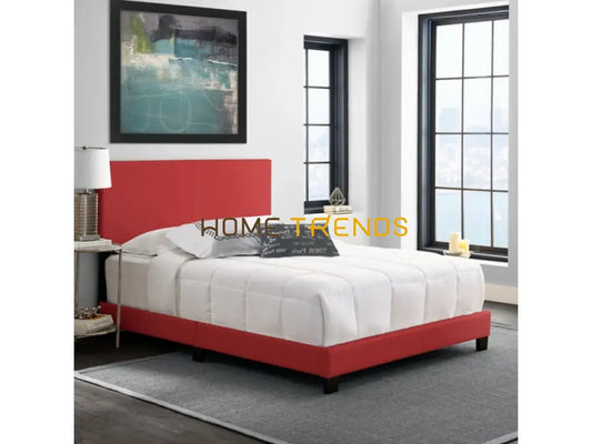 Fiona Red Faux Leather Upholstered Platform Bed