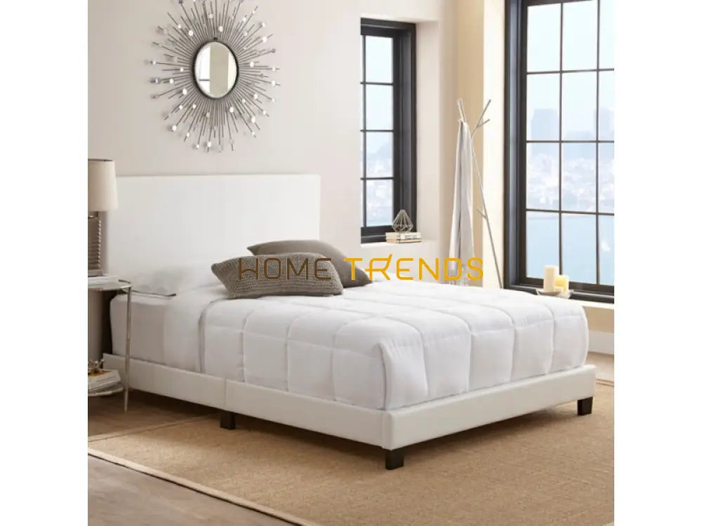 Fiona White Faux Leather Upholstered Platform Bed