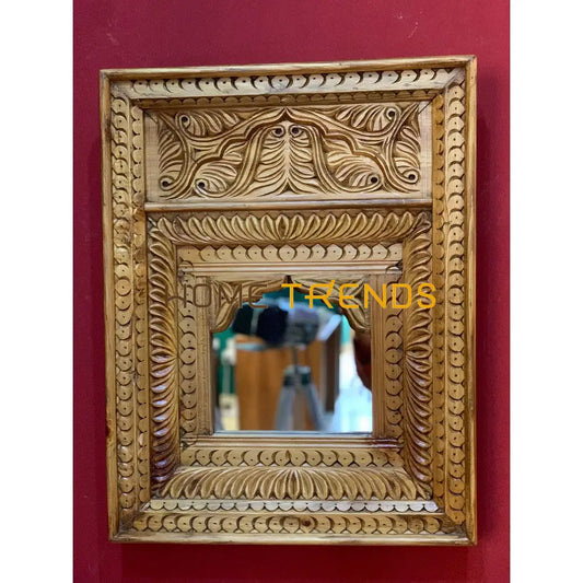 Fizaghat Handcarved Swati Solid Wood Wall Mirror Mirrors