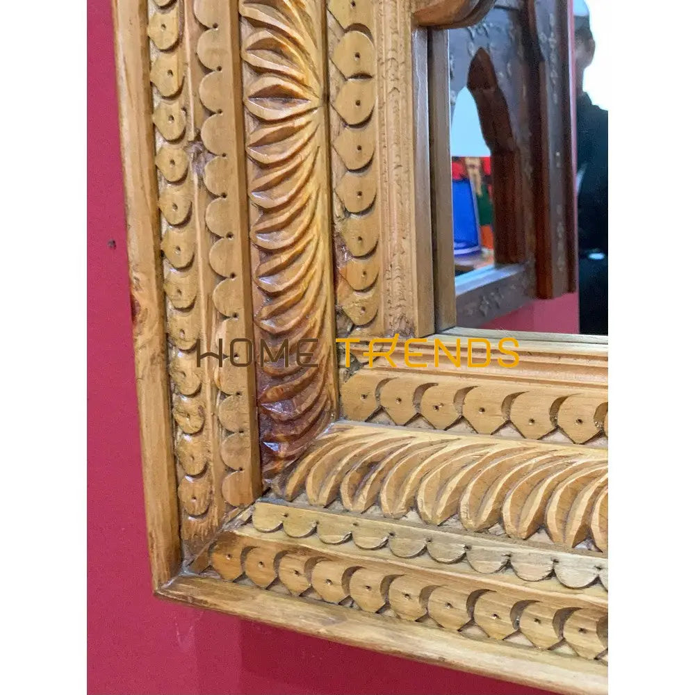 Fizaghat Handcarved Swati Solid Wood Wall Mirror Mirrors