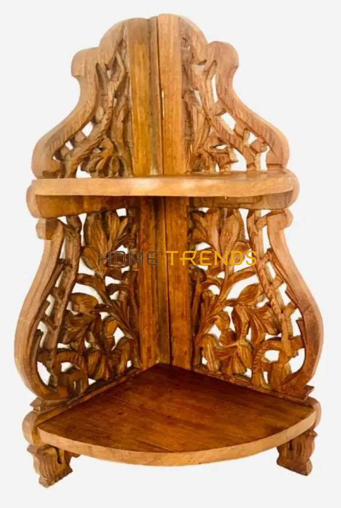 Floral Design Solid Wood Corner Wall Mount Shelf Mounts