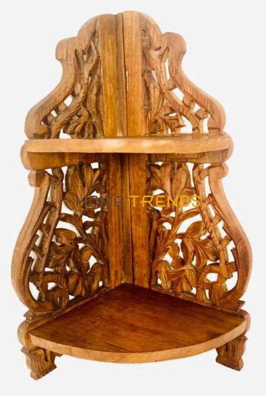 Floral Design Solid Wood Corner Wall Mount Shelf Mounts