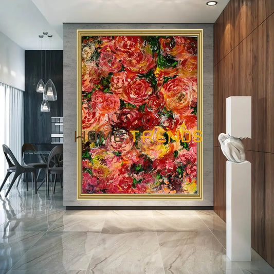 Flowers Nostalgia Acrylic On Canvas Wall Art Hand Made Paintings