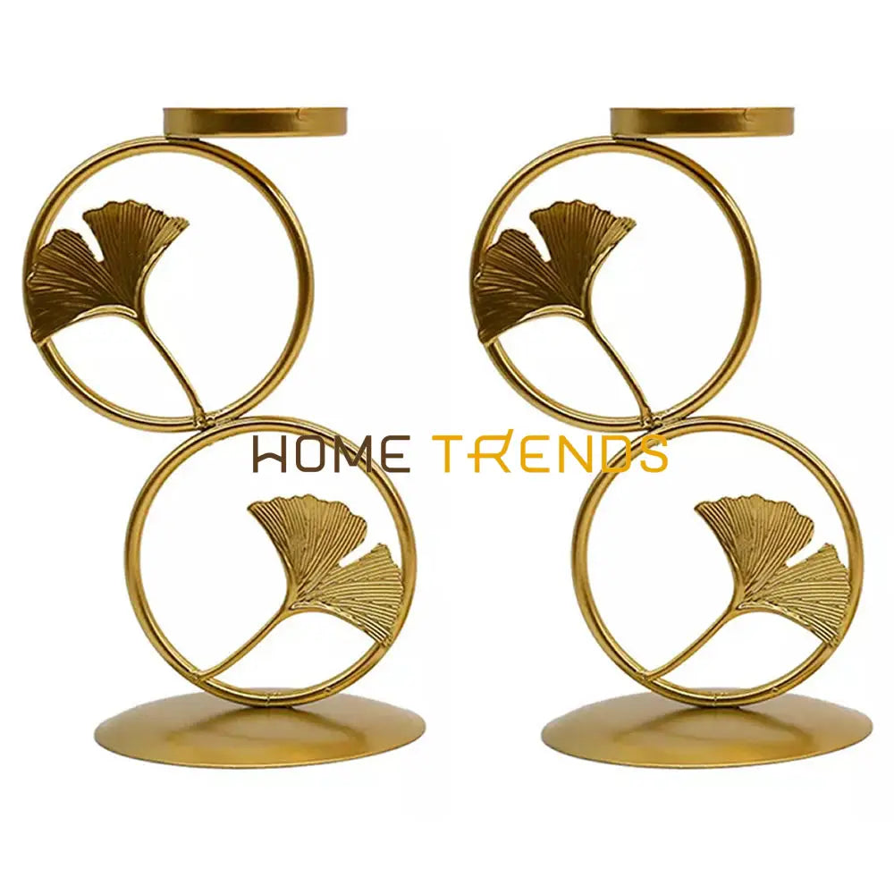 Ginko Leaf Large Candle Holder - Set Of 2 Stands