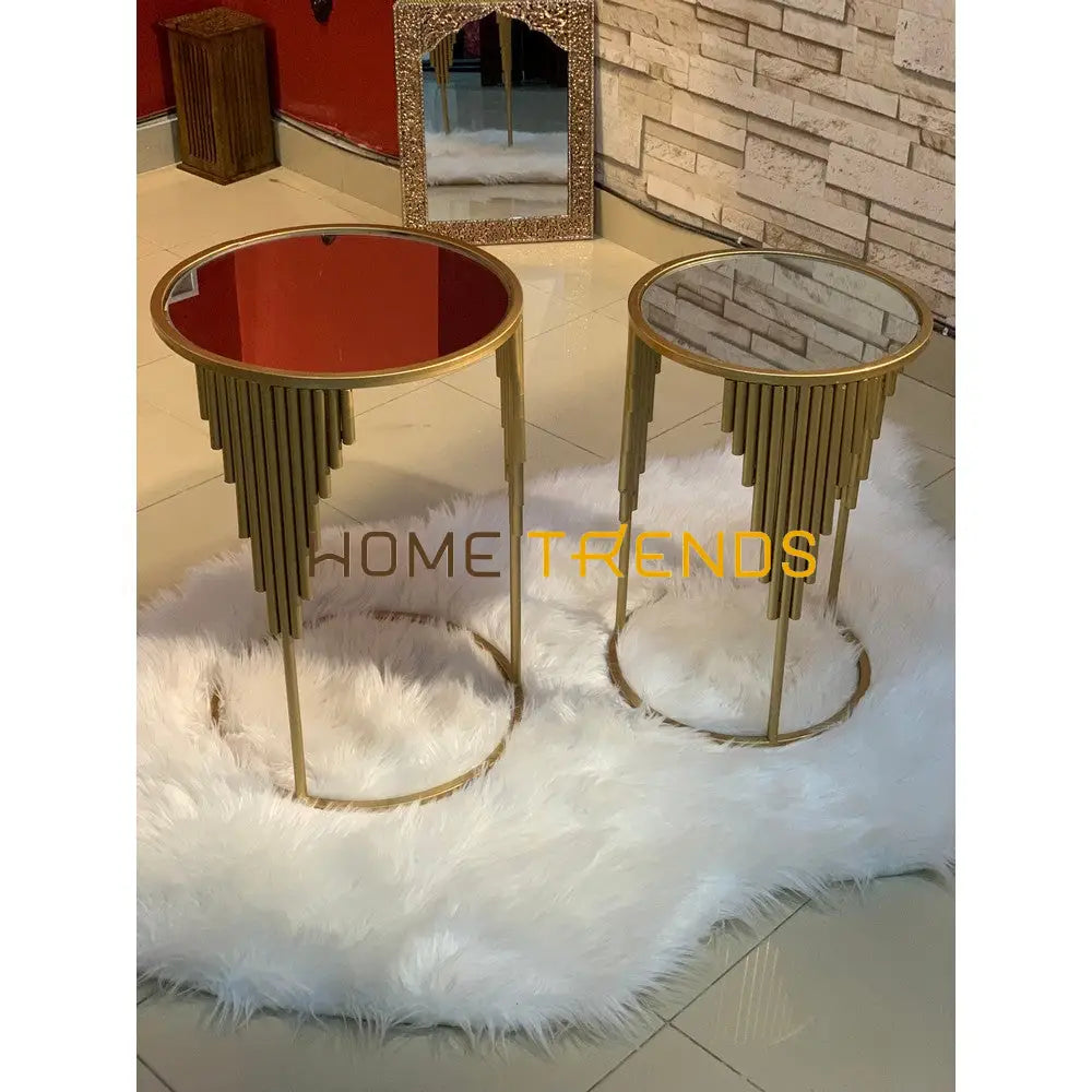 Gold Bars Round Accent Tables Set Of 2