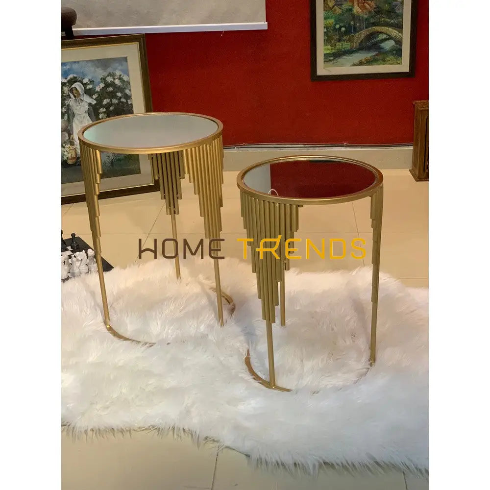 Gold Bars Round Accent Tables Set Of 2
