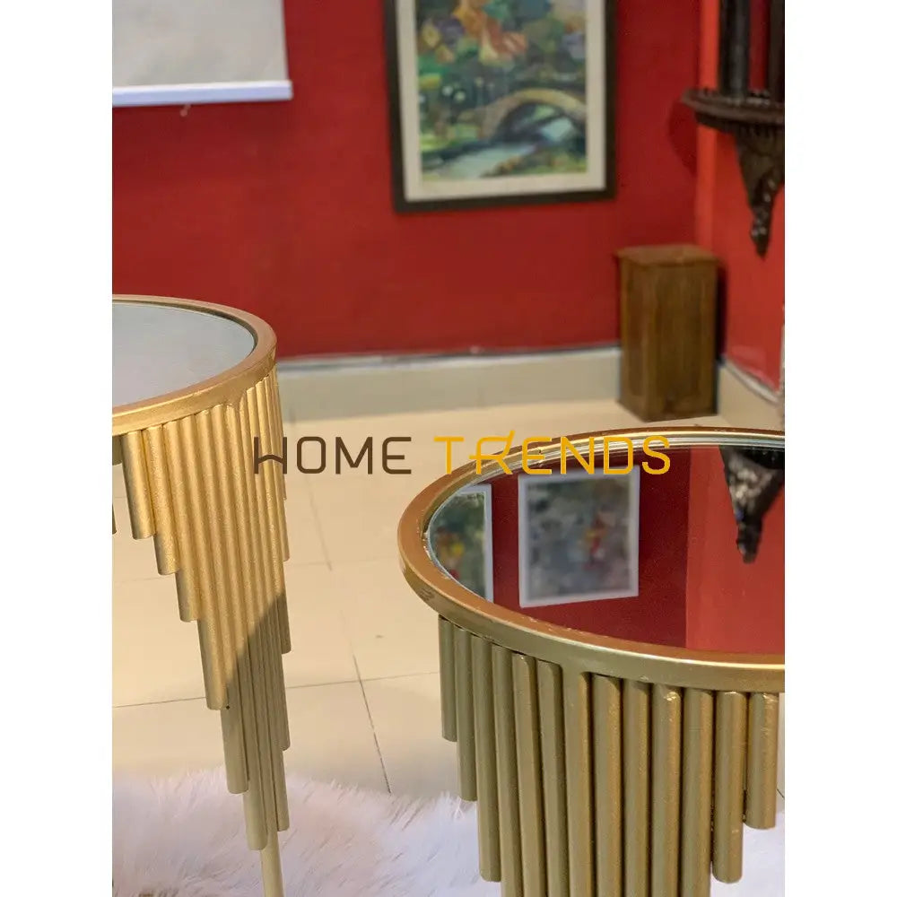 Gold Bars Round Accent Tables Set Of 2
