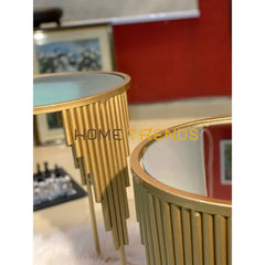 Gold Bars Round Accent Tables Set Of 2