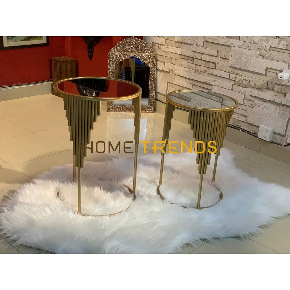 Gold Bars Round Accent Tables Set Of 2