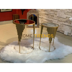 Gold Bars Round Accent Tables Set Of 2
